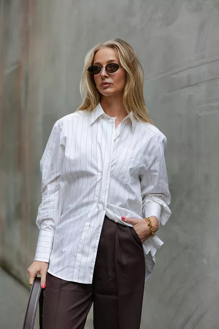 Dagmar Asymmetric Shirt White Black skjorte 