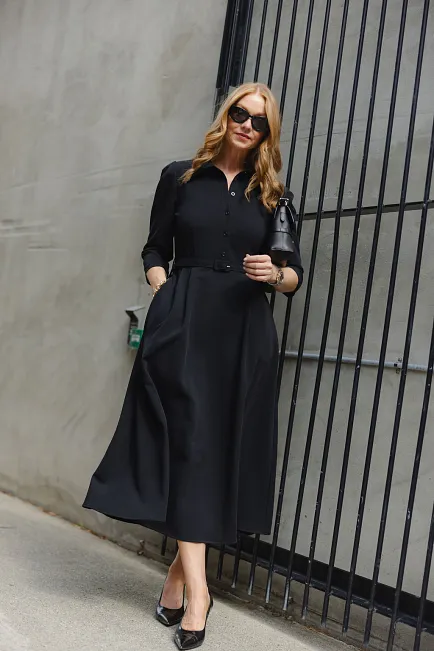 HiiL Studio Julie 3/4 Sleeve Dress Black kjole