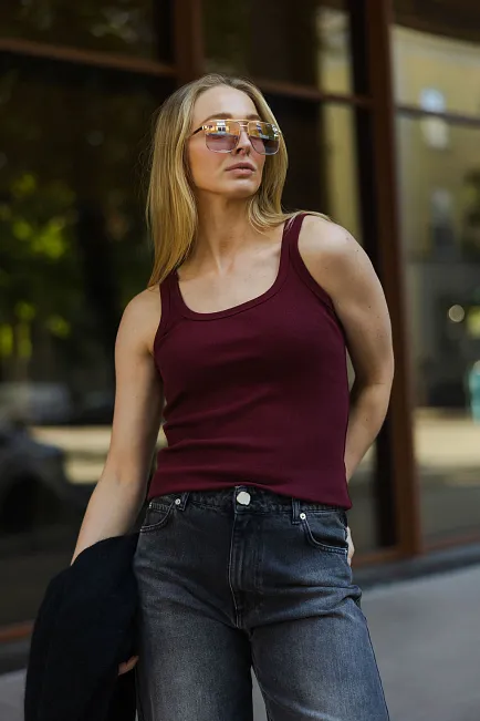 Hiil studio Ava Tank Top Bordeaux singlet