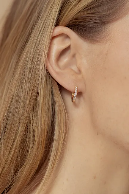 Hiil Studio Jewelry Medium Simple Crystal Hoops Gold øreringer