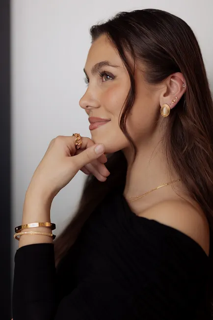 HiiL Studio Classic Crystal Bangle Gold armbånd