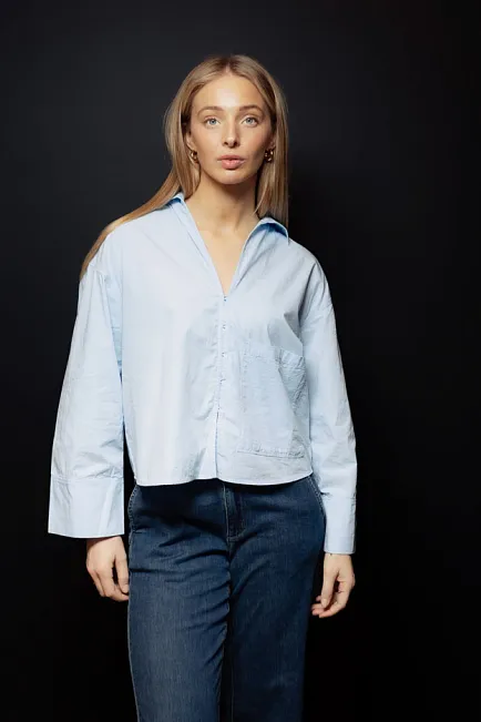 My essential wardrobe MW Sunny Boxy Short Shirt Cashmere Blue skjorte