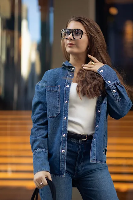 Anine bing Dante Shirt Mosaic Blue denimskjorte