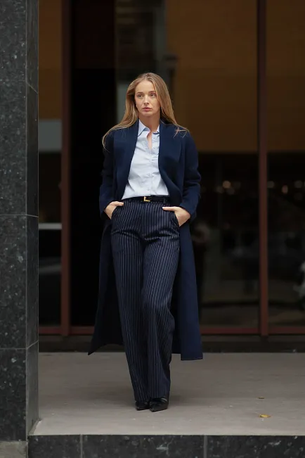 Hiil studio Mia Pant Navy Pinstripes dressbukse 2