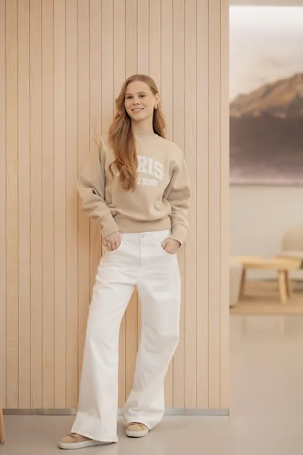 Anine Bing Harry Shrunken Sweatshirt Paris Beige collegegenser 2
