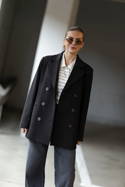 My essential wardrobe Frannie MW Short Coat Espresso Melange ulljakke