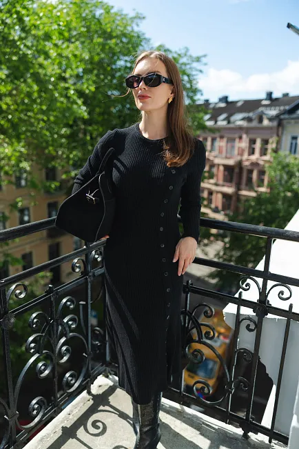 Christian Aks Mima Merino Dress Black strikket kjole