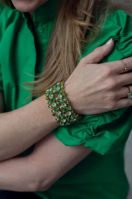 Caroline Svedbom x HiiL Studio Multi Cuff Bracelet Gold Green Combo armbånd