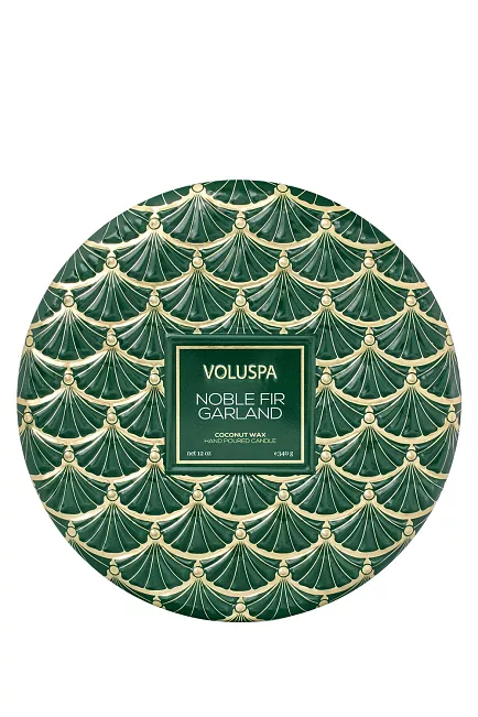 Voluspa 3-Wick Tin Candle Noble Fir Garland 40t 