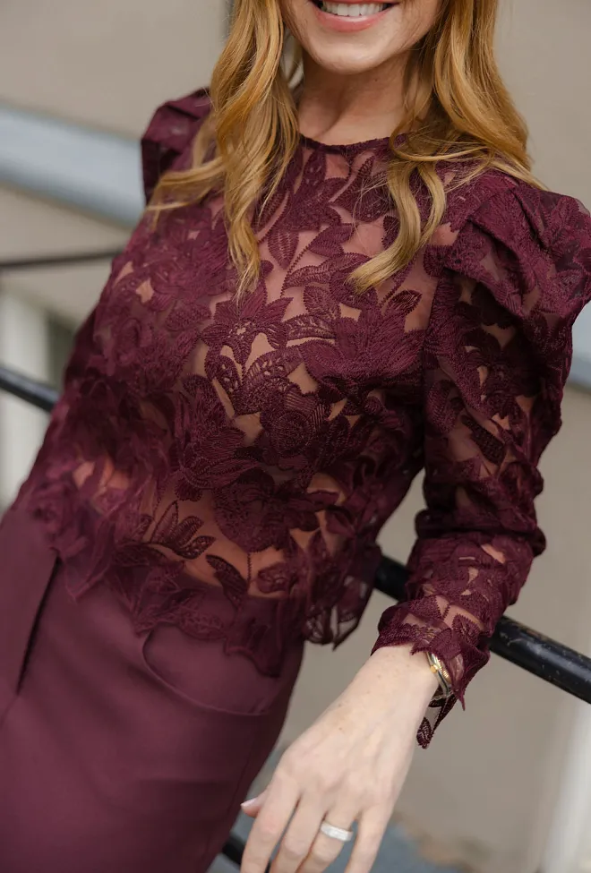 Hiil studio Beauty Blouse Bordeaux blondebluse 10