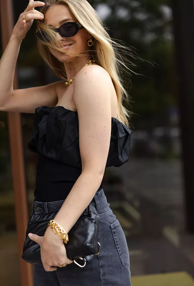 Ganni Melange Knit Top Black topp 3