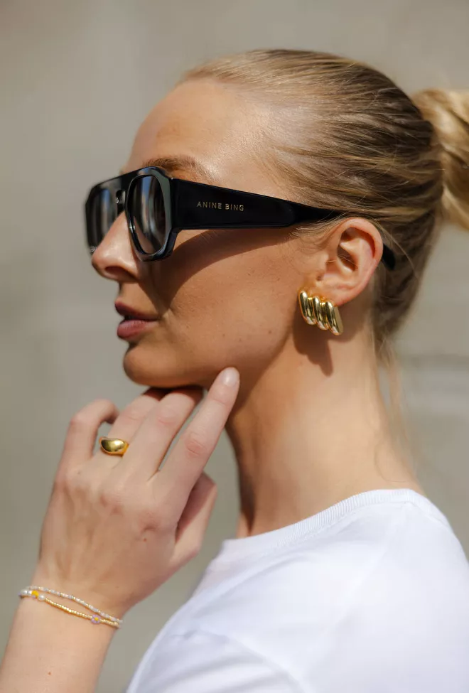 Anine bing Preston Sunglasses Black With Green solbriller 3