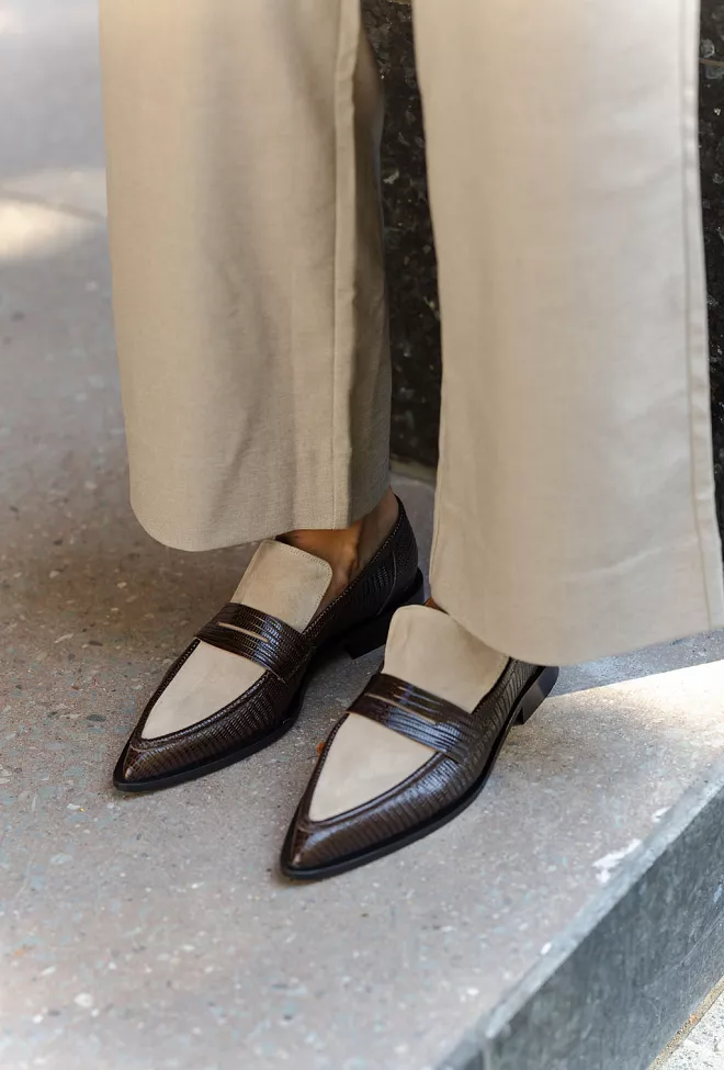 ATP Atelier Montazzoli Walnut/Avena Printed Lizard/Suede loafers