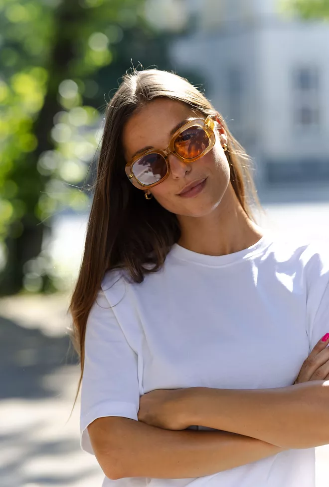 Otra Eyewear Valerie Trans Gold/Khaki Mirror solbriller 4
