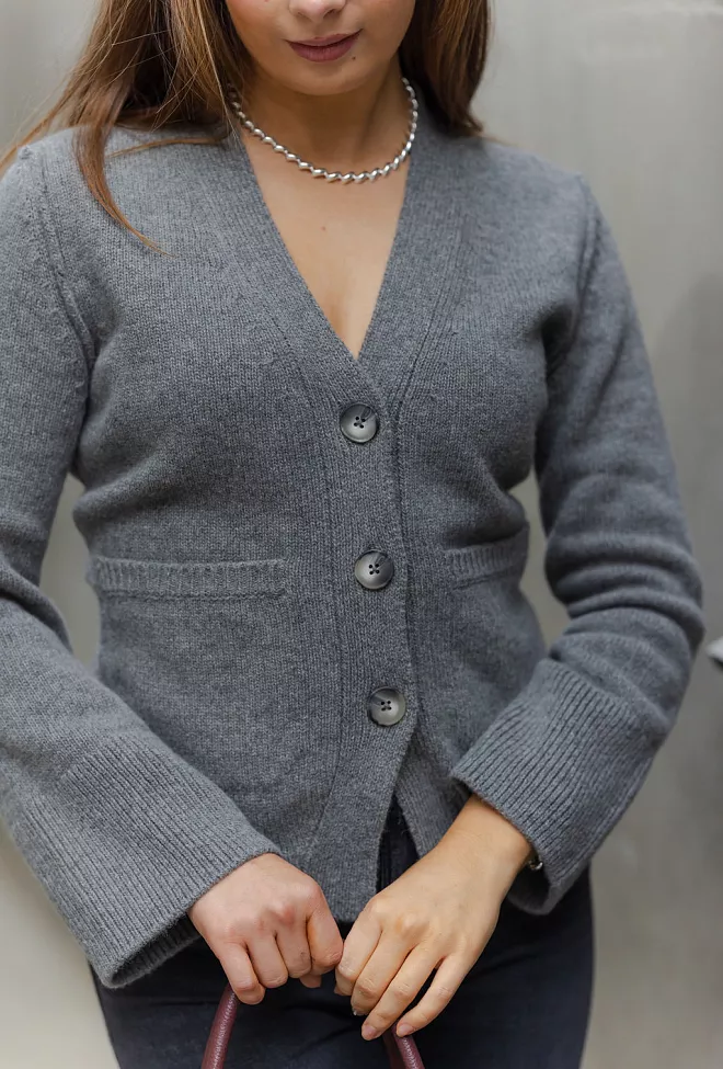 Arnie Says Tate Cardigan Grey Melange strikk 3