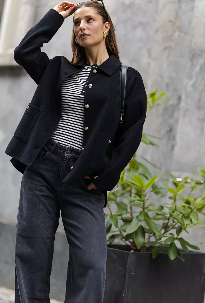 Anine Bing Luca Jacket Black Cashmere Blend jakke 1