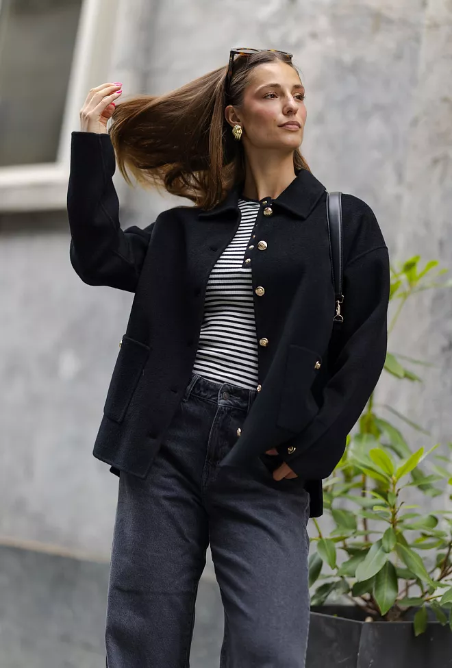 Anine Bing Luca Jacket Black Cashmere Blend jakke