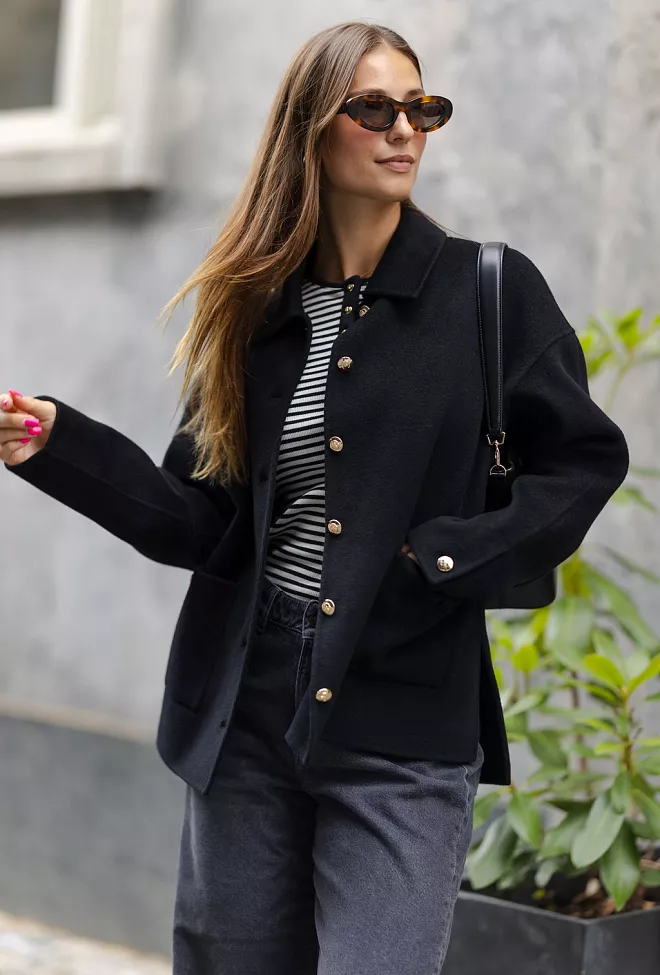 Anine Bing Luca Jacket Black Cashmere Blend jakke 4