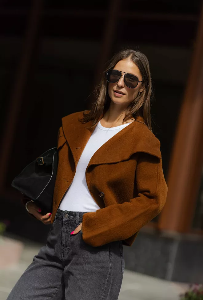 Carma collection Beate Coat Cognac ulljakke 1