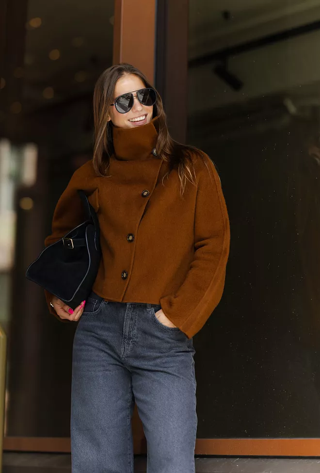 Carma collection Beate Coat Cognac ulljakke 