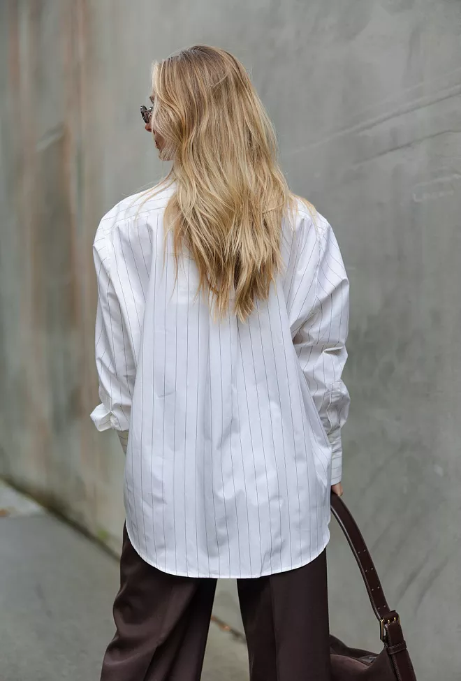 Dagmar Asymmetric Shirt White Black skjorte 4