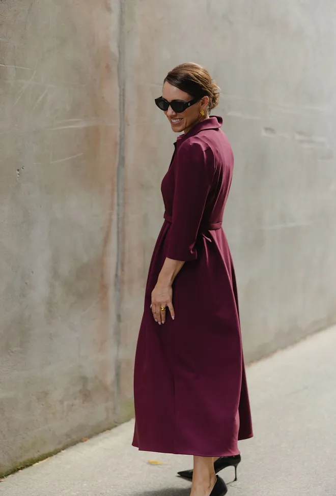 Hiil studio Julie 3/4 Sleeve Dress Bordeaux kjole 4