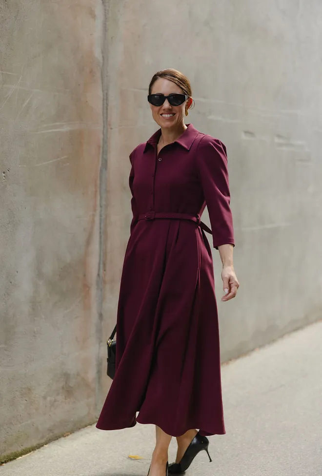 Hiil studio Julie 3/4 Sleeve Dress Bordeaux kjole 2