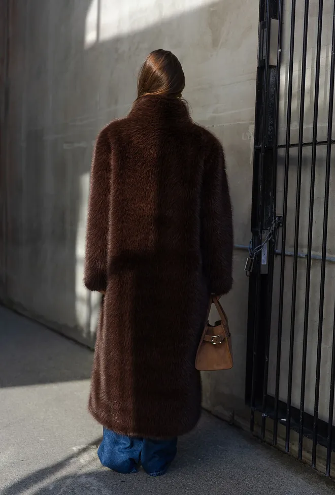 carma collection åse faux fur coat brown kåpe brun 2