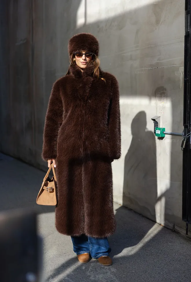 carma collection åse faux fur coat brown kåpe brun 4