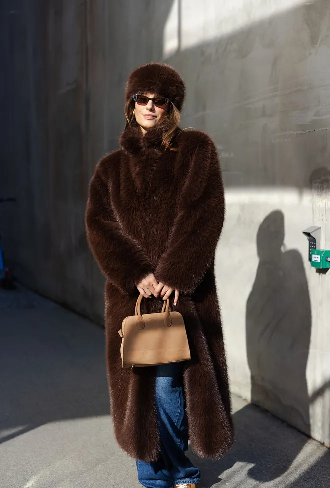 carma collection åse faux fur coat brown kåpe brun 5