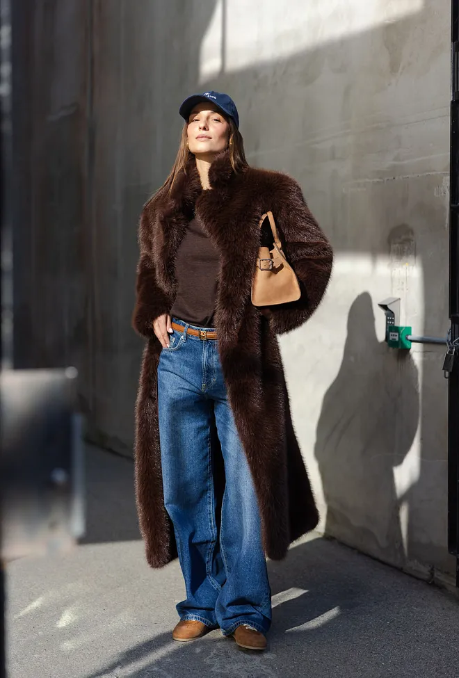 carma collection åse faux fur coat brown kåpe brun 