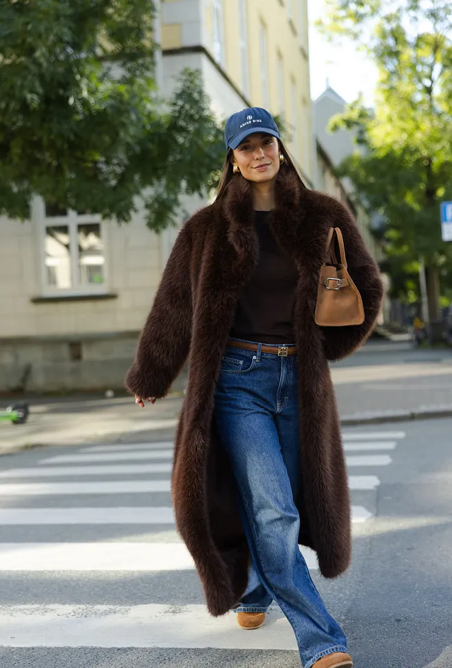 carma collection åse faux fur coat brown kåpe brun 6