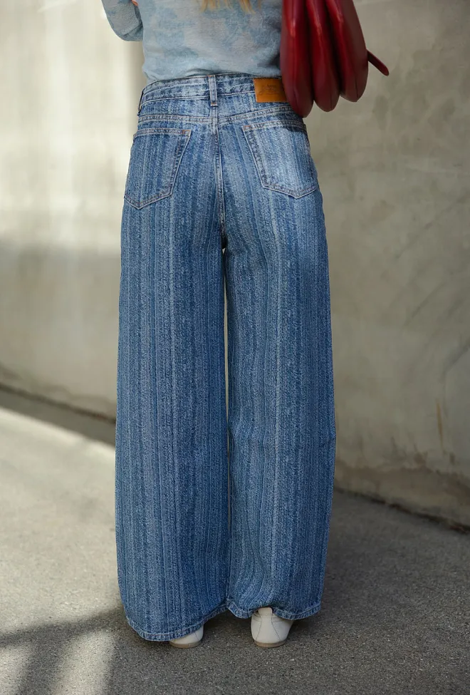 ganni Structured Denim Double Fly Baggy Jeans Mid Blue Stone 2
