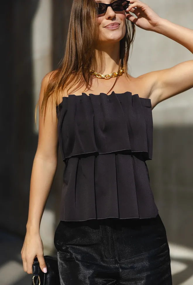 dagmar sculpted tube top chocolate brown topp brun 1