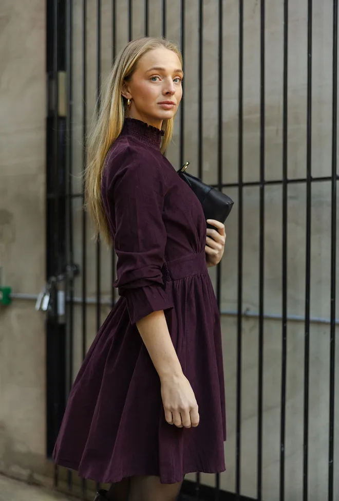 Nectar Embrace Dress Burgundy cordkjole  4