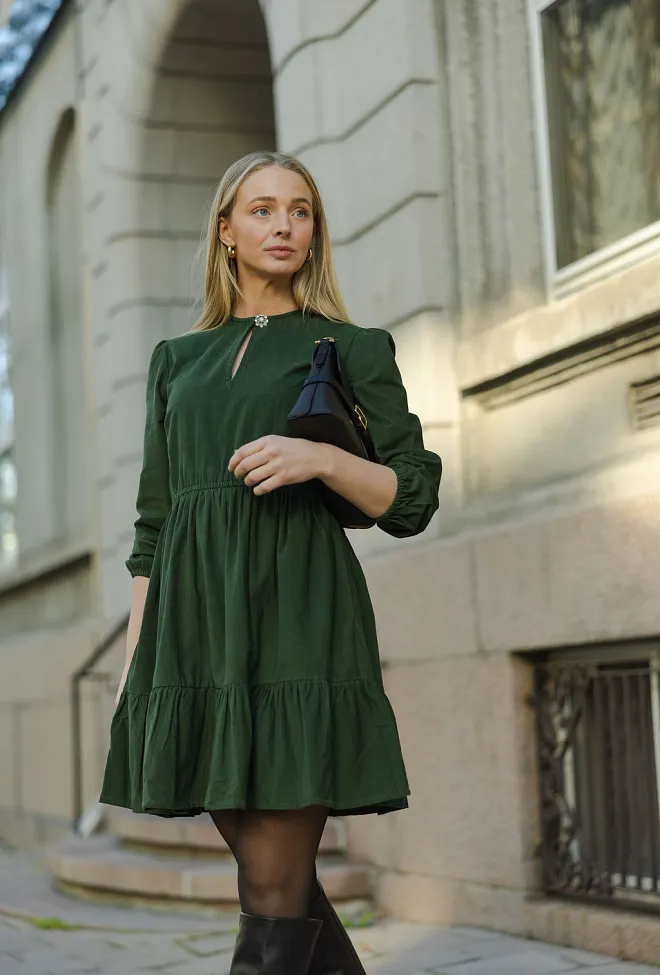 Nectar Vitality Dress Moss Green cordkjole minikjole 2