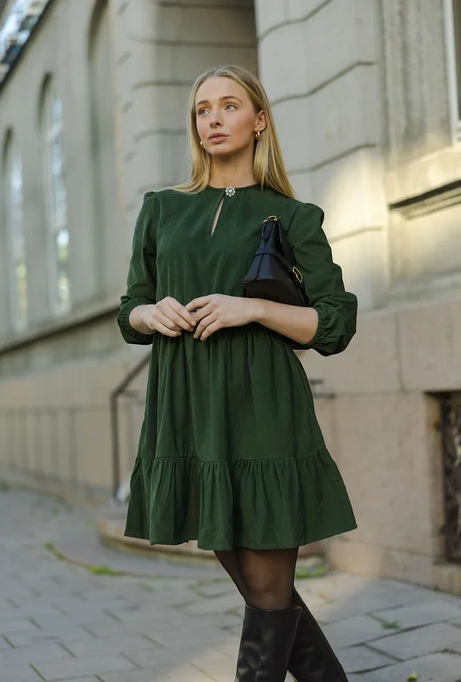 Nectar Vitality Dress Moss Green cordkjole minikjole 4