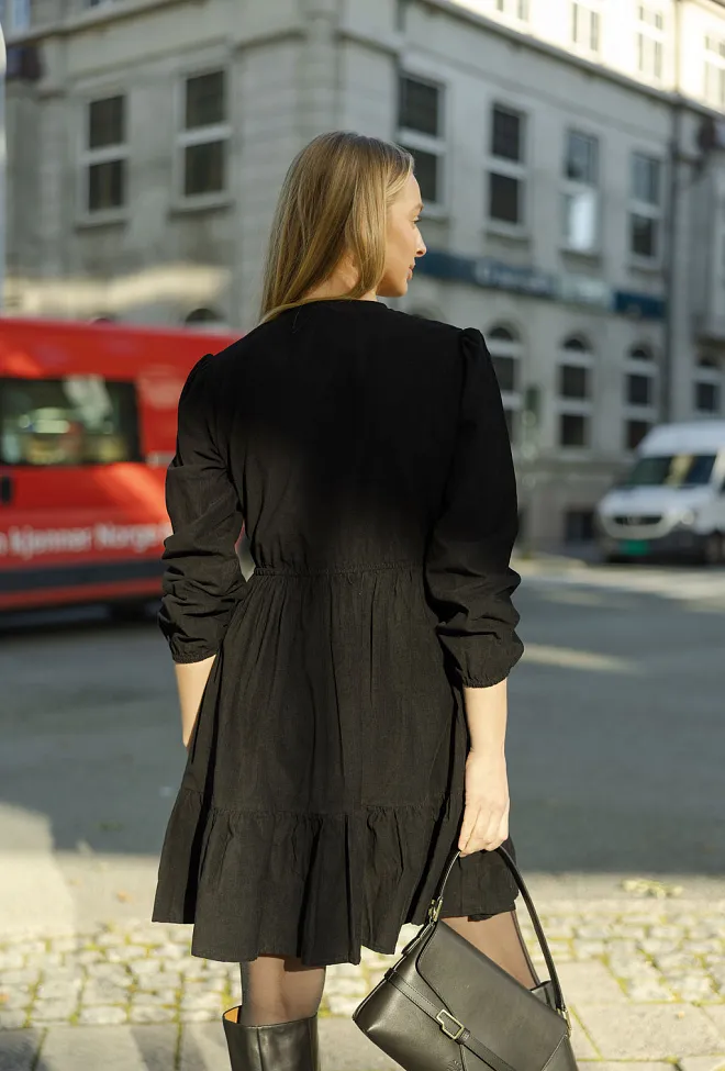 Nectar Vitality Dress Black cordkjole minikjole 5