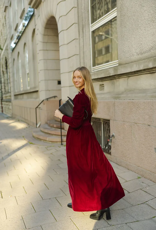 Nectar Greta Velvet Long Dress Ruby fløyelskjole 6