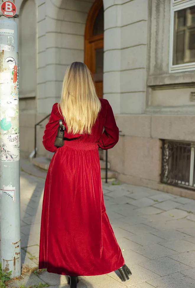 Nectar Greta Velvet Long Dress Ruby fløyelskjole 9