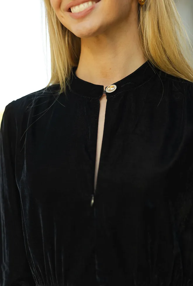 Nectar Greta Velvet Short Dress Black minikjole 7