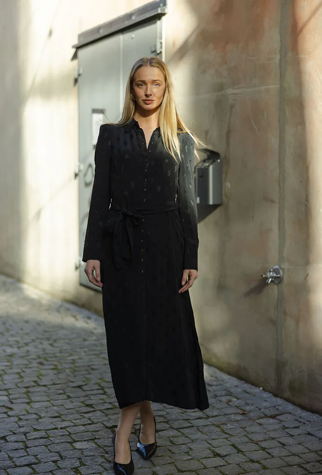 byTiMo Viscose Shirt Dress Black midikjole
