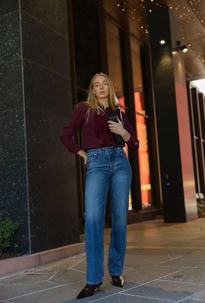 Anine Bing Gavin Long Jean Mosaic Blue jeans 2