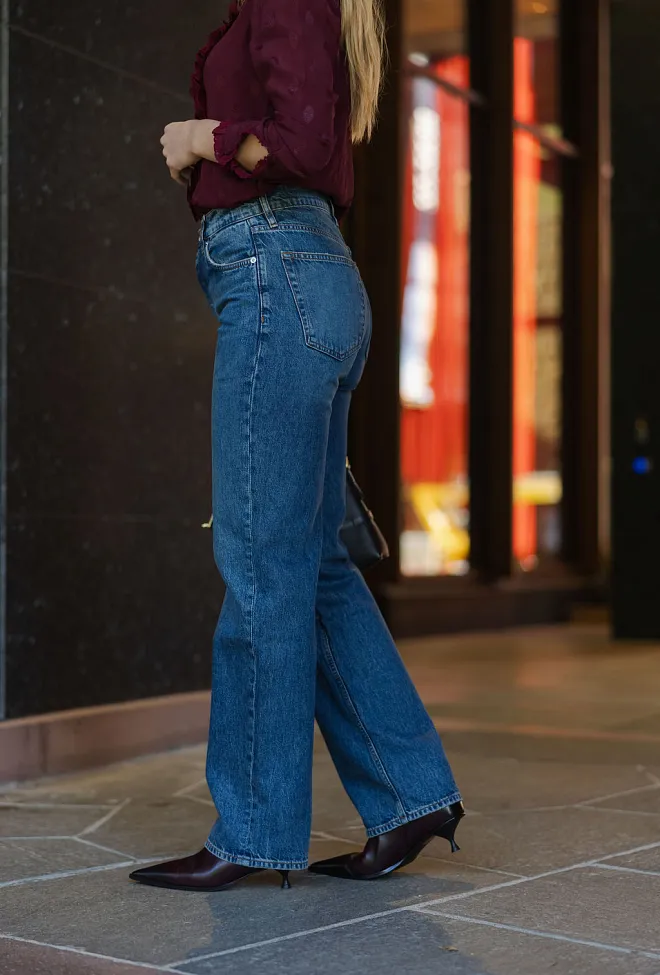 Anine Bing Gavin Long Jean Mosaic Blue jeans 3
