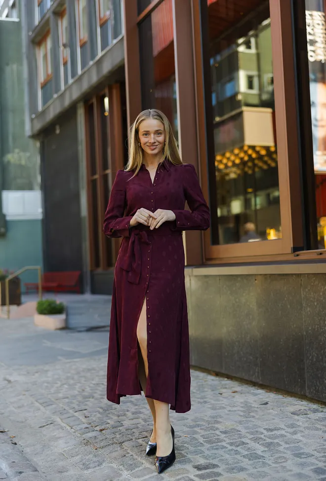 byTiMo Viscose Shirt Dress Burgundy kjole