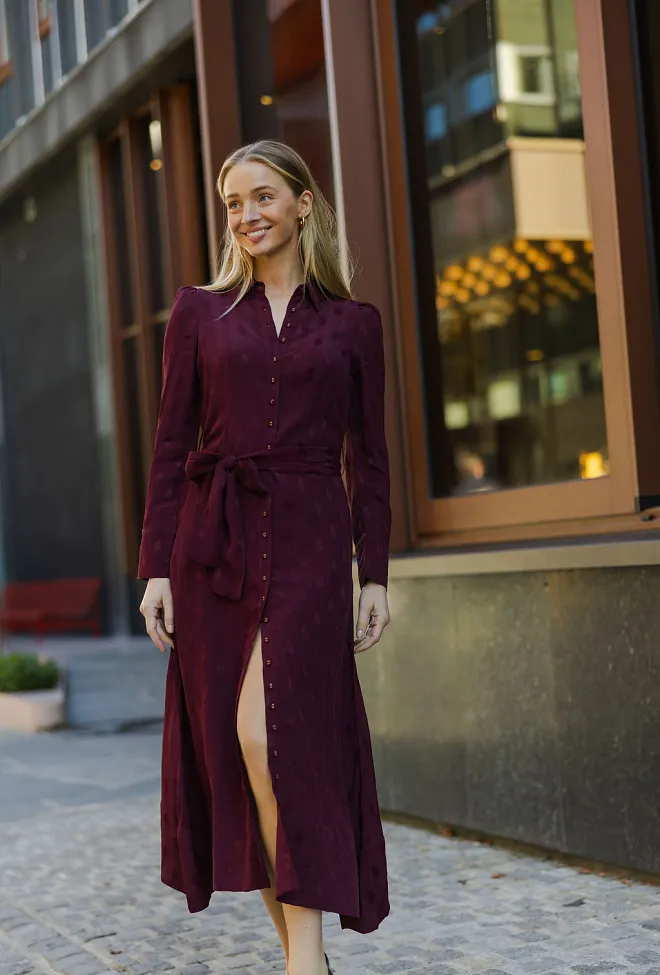 byTiMo Viscose Shirt Dress Burgundy kjole 2