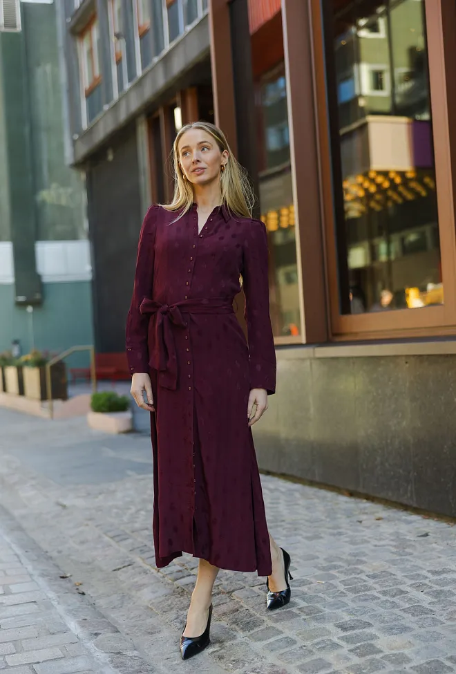 byTiMo Viscose Shirt Dress Burgundy kjole 3