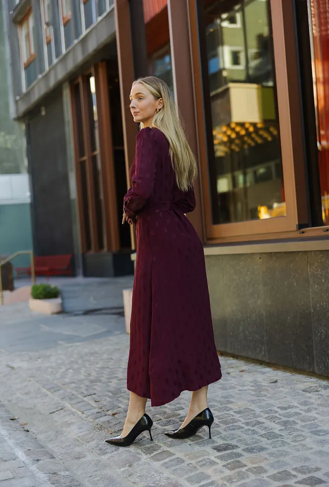 byTiMo Viscose Shirt Dress Burgundy kjole 4
