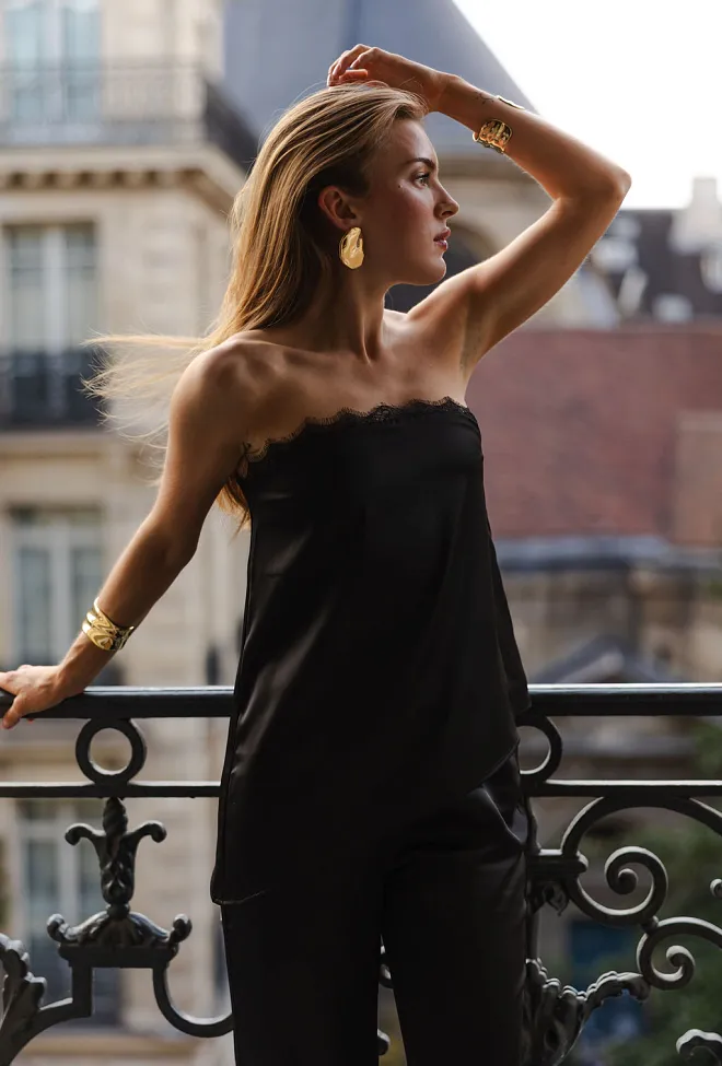 HiiL Studio x Thea Kristine Steen Sateen Tube Top Black topp