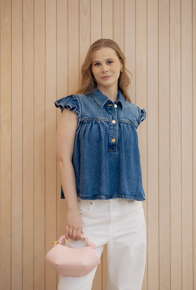 GANNI Light Weight Denim Top Tint Wash denimtopp